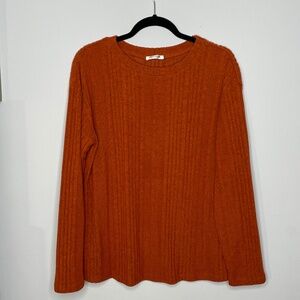 Hot Touch Brand -Rust Orange Rib Knit Long Sleeve Sweater | Size: Large